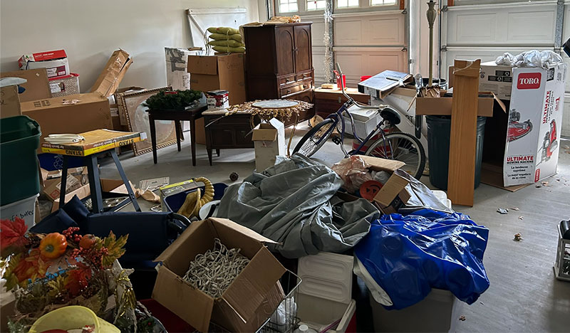 junk removal services Garage full of junk needing junk removal