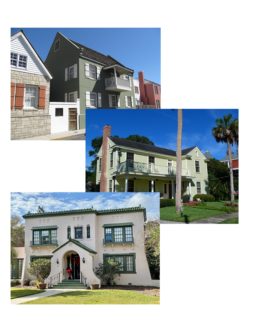 Different houses in Saint Augustine Florida